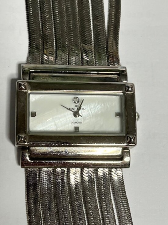 VTG Silver-Tone Anne Klein Herringbone Multi-Strand Mesh Bracelet Watch Stylish main image 9